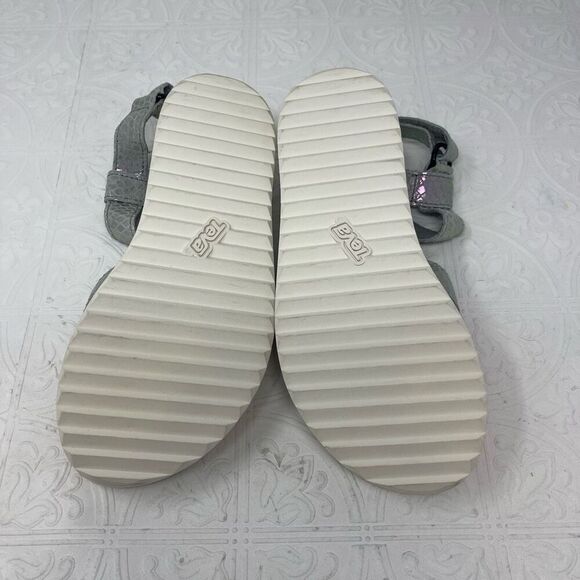 Teva White Gray Snake Print Flatform Universal Iridescent Sandals Size 6 - Picture 3 of 6